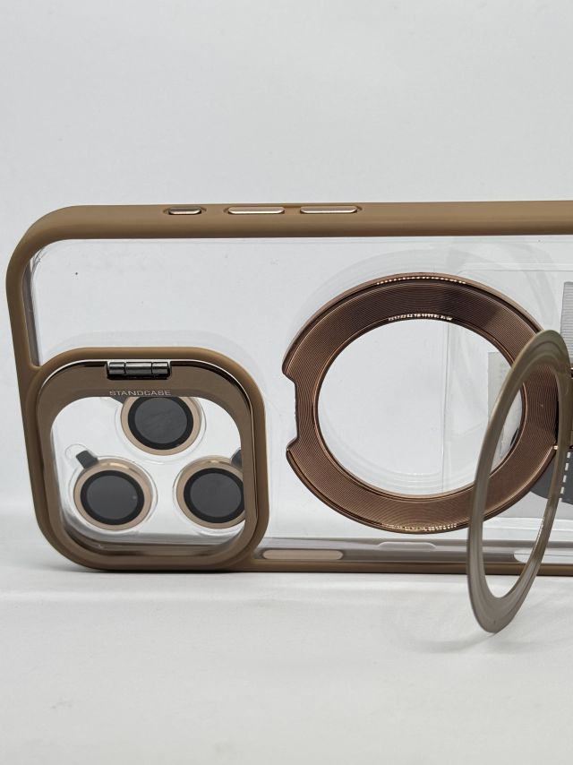 Iphone 15 Pro Max - Luxury Plating Dual Stand Holder Lens Protection Magnetic Mobile Cover