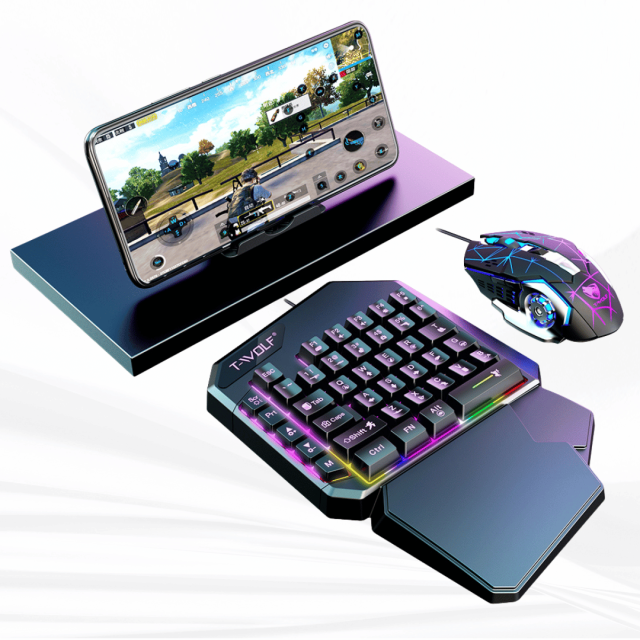 Mobile Game Combo Pack with RGB Mini Gaming Keyboard & Mouse